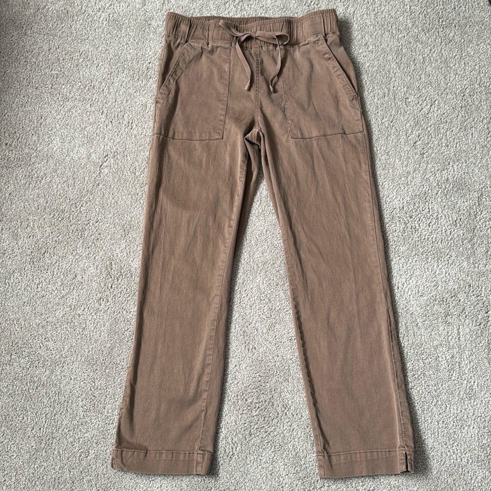 Buffalo David Bitton Women’s Brown Tencel Pull-On Pants Small Khaki Drawstring